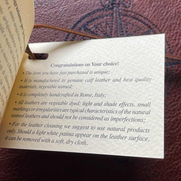 New With Tags: Made In Italy Leather Bound Compass Journal Notebook/Diary/Agenda - Picture 10 of 10